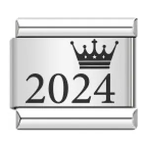 Italiaanse bedel van roestvrij staal met lasergegraveerde kroon en het jaartal 2024