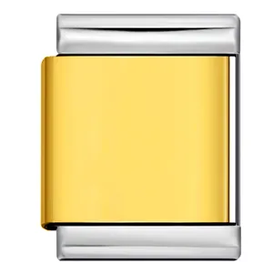 Detailed macro view of a gold and silver stainless steel Italian modular charm link