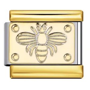Charm italiano con diseño de abeja en acero de titanio para pulseras modulares DIY