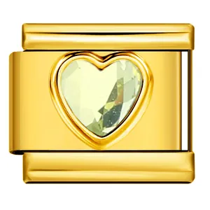 Maglia per bracciale italiano in oro con cristallo a cuore per gioielli fai-da-te chic