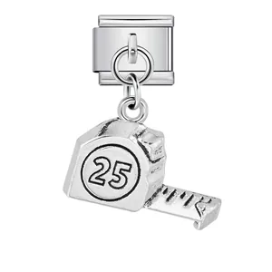 Charme modulaire italien en acier inoxydable avec pendentif mètre à ruban outil