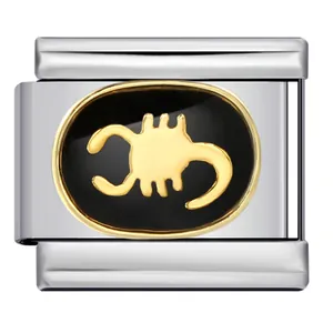 Detailed view of golden Scorpio zodiac charm for Italian modular charm bracelets