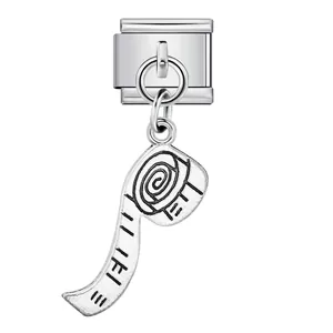 Maillon de bracelet italien en acier inoxydable avec pendentif rouleau de papier.