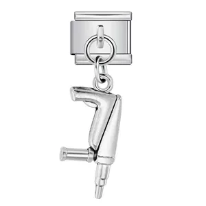 Maillon de bracelet italien en acier inoxydable avec pendentif perceuse argentée