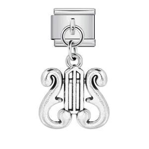 Colgante de lira musical plateado para pulsera modular italiana con eslabones ajustables
