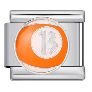 Maglia per bracciale italiano in acciaio con design a palla da biliardo arancione n. 13