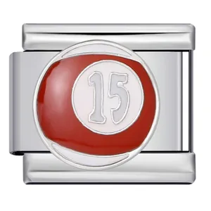 Maglia per bracciale componibile italiana con design palla da biliardo rossa 15