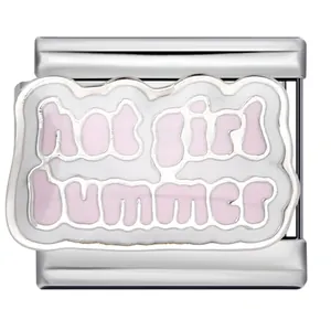Charm italiano smaltato con scritta rosa Hot Girl Summer per bracciale