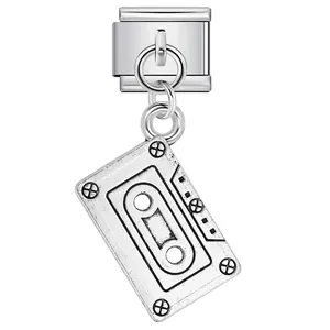 Colgante de cassette retro plateado para pulsera modular italiana DIY link joyería