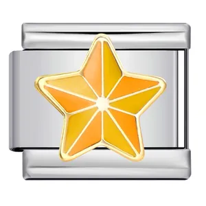 Abalorio de pulsera italiana de acero inoxidable con estrella amarilla para joyas DIY