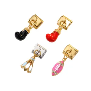 Maillons de bracelet à breloques italiens avec motifs de gants de boxe et football