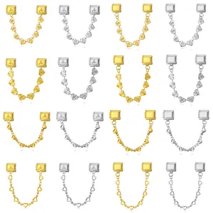 Stainless Steel Heart Italian Charm Bracelet Safety Chain DIY Elastic Link Pendants Gold Silver Plated Jewelry Accessories