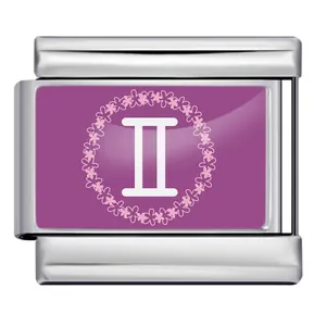 Gemini Sternzeichen italienisches Modul-Charm in Lila für DIY Edelstahl Armbänder