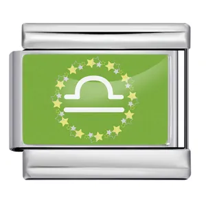 Grünes Waage-Sternzeichen Italienischer Charm-Armband-Link aus robustem Edelstahl
