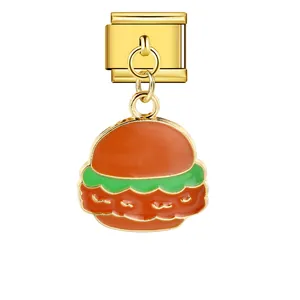 Levendige hamburger emaille bedelhanger voor modulaire roestvrijstalen armband