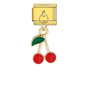 Pendentif cerise doré pour bracelets et colliers modulables italiens accessoires DIY