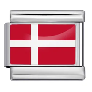 Stainless steel Danish flag modular Italian charm link for DIY jewelry bracelets
