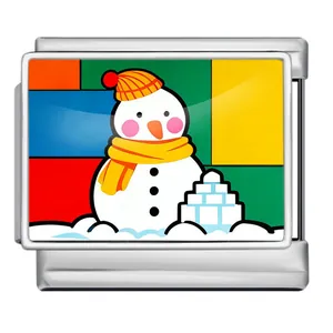 Detail der italienischen Modul-Armbandperle aus Edelstahl mit Weihnachts-Schneemann