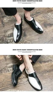 Gros plan sur les chaussures à boucle bicolores noir et blanc pour hommes de style anglais
