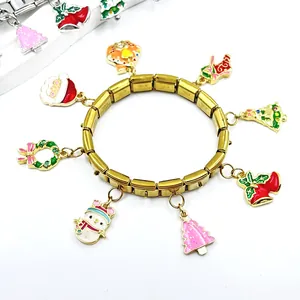 Weihnachts-Armband im italienischen Modul-Stil mit bunten Emaille-Anhängern