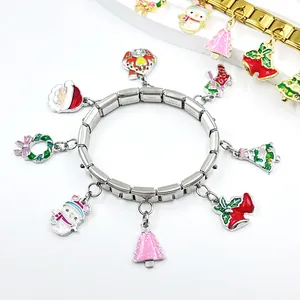 Festliches Weihnachts-Emaille italienisches modulares Charm-Armband für DIY-Schmuck