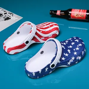 Extra große Herren Clogs mit US-Flaggenmuster für Outdoor und Strand Mode Slipper