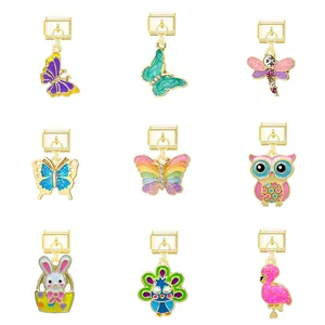 Italian Charms DIY Eslabones de Pulsera Aleación Esmalte Colorida Mariposa Libélula Animal Módulos Para Fabricación de Joyas Mujeres Accesorios de Moda
