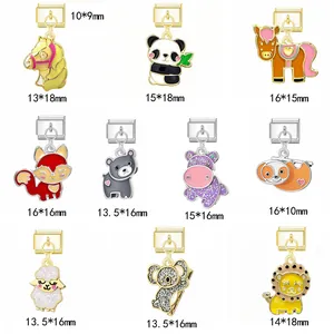 Variety of cute animal enamel charms for Italian modular bracelets with exact sizes
