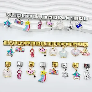 Pulseras de charms modulares italianos de colores y colgantes DIY en blanco