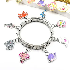 Italian modular charm bracelet with dreamy ocean animal pendants