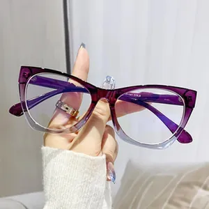 Detailansicht lila Gradient Cat-Eye Brillengestell mit Blaulichtfilter-Gläsern