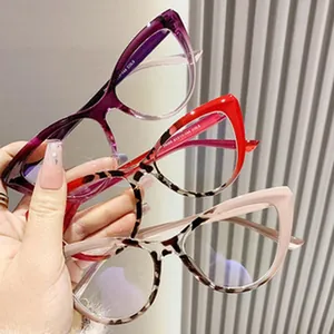 Modische Cat-Eye-Brillengestelle mit Blaulichtfilter in verschiedenen Leopardenmustern
