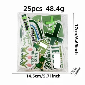 Pack of 25 green inspirational embroidered patches with dimensions 17x14.5cm