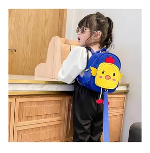 Mochila infantil de pollito azul para jardín de infancia con cuerda de seguridad