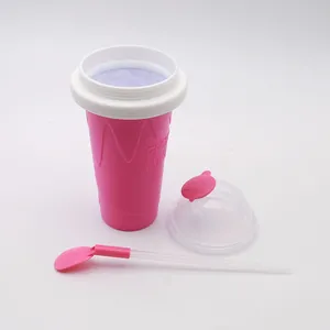 Bicchiere magico per granita rosa con coperchio e cannuccia cucchiaio riutilizzabile DIY