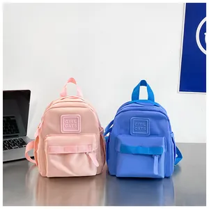 Sacs à dos légers pour enfants en rose et bleu avec un patch en caoutchouc Girl Cats