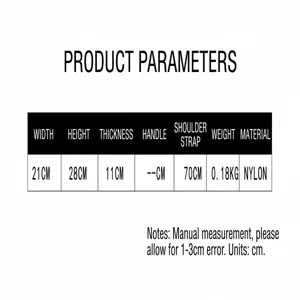 Detailed size chart and material specifications for the children's nylon school backpack