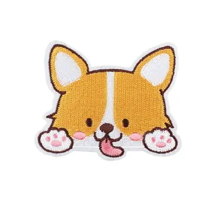 Niedlicher Corgi-Welpe bestickter Aufnäher zum Aufbügeln für Kleidung und DIY Dekoration