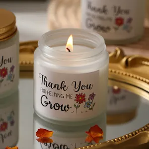 Sojawas geurkaars in matte glazen pot met Thank You-label, ideaal als geschenkje