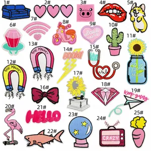 Collection of 25 cute cartoon embroidered iron-on patches for DIY clothing decoration