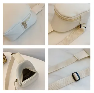 Vues détaillées du sac de poitrine pour enfants en nylon crème avec zips et sangles