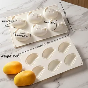 6-holtes mango vormige siliconen mousse cakevorm van voedingskwaliteit voor bakken