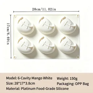 6-holte witte mango siliconen vorm voor mousse