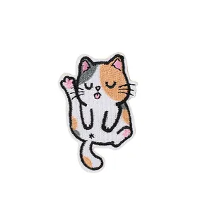 Cute calico cat embroidered iron-on patch for clothing and bag decoration