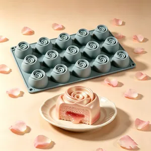 Siliconen cakevorm met 15 holtes in roosvorm voor het maken van luxe mousse-desserts
