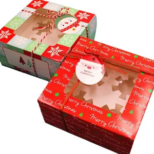 Festive Christmas cupcake gift boxes with window for 4 cupcakes, Santa and Snowman tags