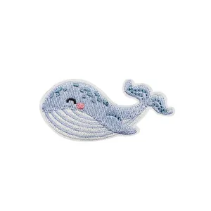 Cute cartoon whale embroidered patch for clothing decoration and ocean theme DIY