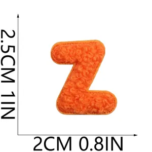 Orange chenille letter Z embroidery patch measuring 2.5x2 cm for clothing decoration