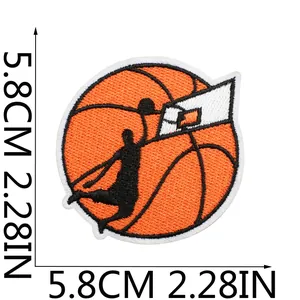 Size measurement detail of the basketball embroidered iron-on patch, 5.8cm or 2.28in.