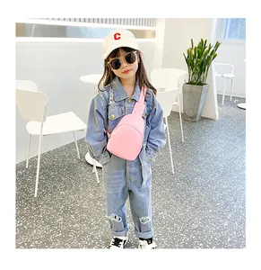 Süße rosa PU-Leder-Brusttasche für kleine Mädchen, modische wasserdichte Umhängetasche.